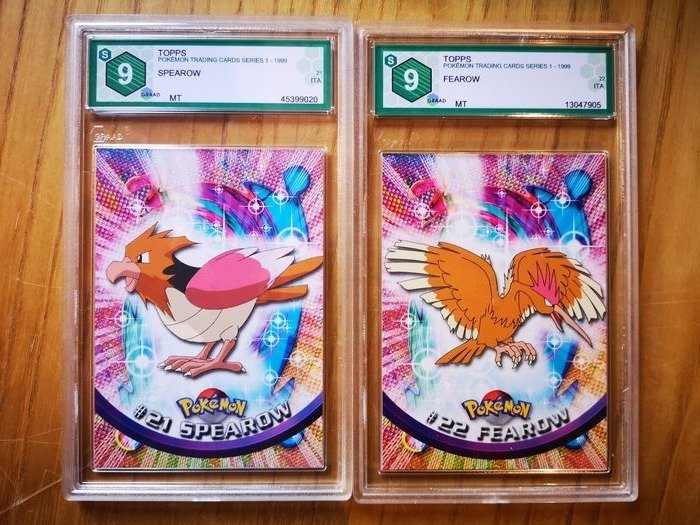 The Pokémon Company - Pokémon - Graded Card ✰Spearow & Fearow✰ TOPPS Pokemon Trading Cards Series 1 ✰ 9&9 GRAAD (Equivalente PSA) - 1999