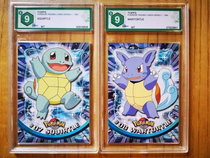 The Pokémon Company - Pokémon - Graded Card ✰Squirtle & Wartortle✰ TOPPS Pokemon Trading Cards Series 1 ✰ 9&9 GRAAD (Equivalente PSA) - 1999