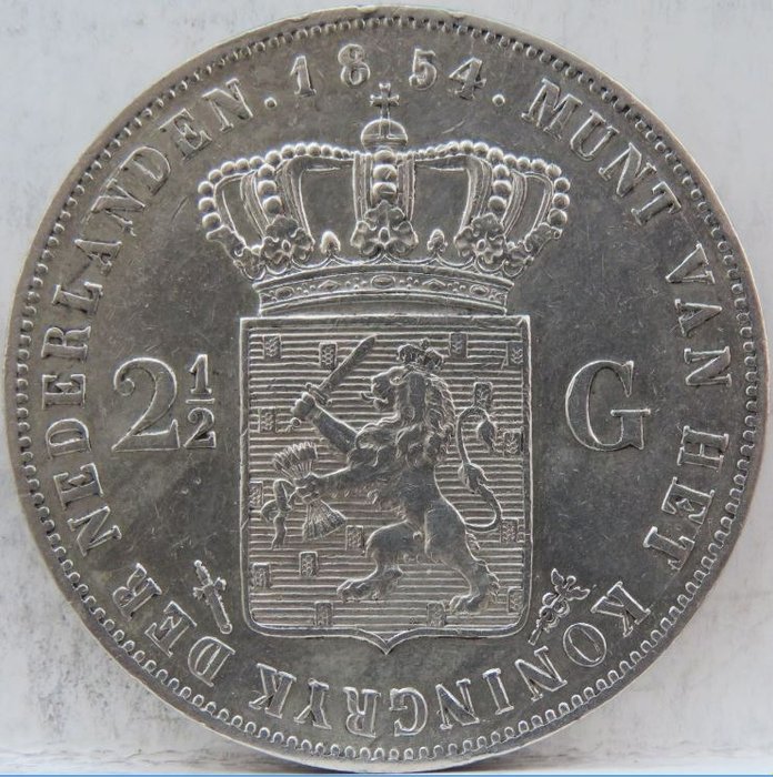 Netherlands. Willem III (1849-1890). 2 1/2 Gulden 1854