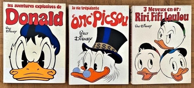 Donald Duck, Onc Picsou et 3 Neveux en or : Riri, Fifi, Loulou - 3x BD - Hardcover - First edition - (1976/1978)