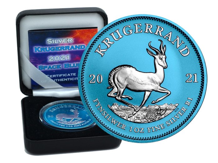South Africa. 1 Rand 2021 Space Blue Edition in Box - 1 Oz