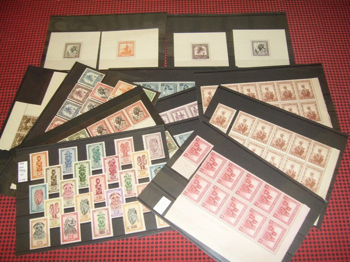 Ruanda-Urundi 1931/1944 - Lot of Mint MNH stamps and Minisheets on stock cards