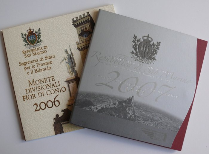 Saint-Marin. Jahressatz 2006 + 2007 BU incl. 2 x 5 Euro Sondermünze