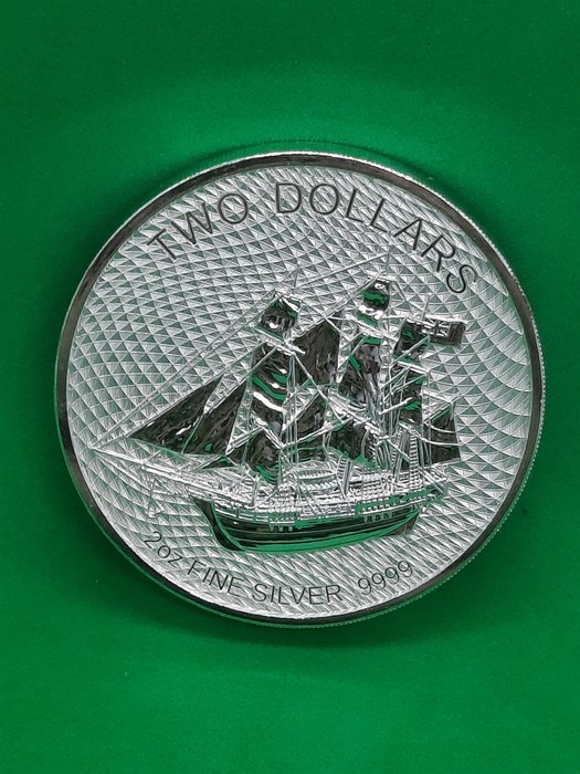 Îles Cook. 2 Dollars 2020 Bounty 999.9 Fine Silver 2 Oz