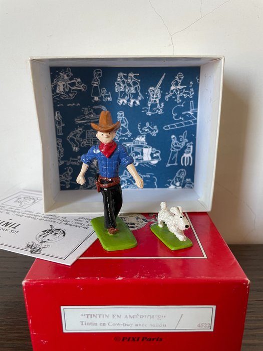 Tintin - Figurine Moulinsart 4522 - Tintin en Amérique Cowboy avec Milou - (1992)