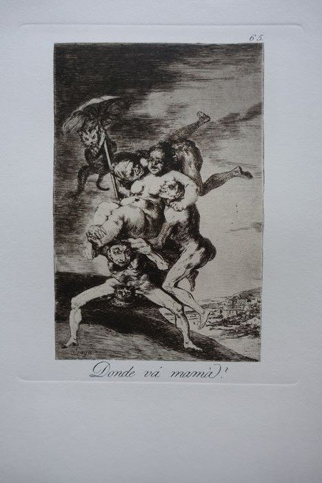 Francisco de Goya (1746-1828) (After) - Caprichos Blatt #65  Donde va mamà?( Wohin gehts Mama?)