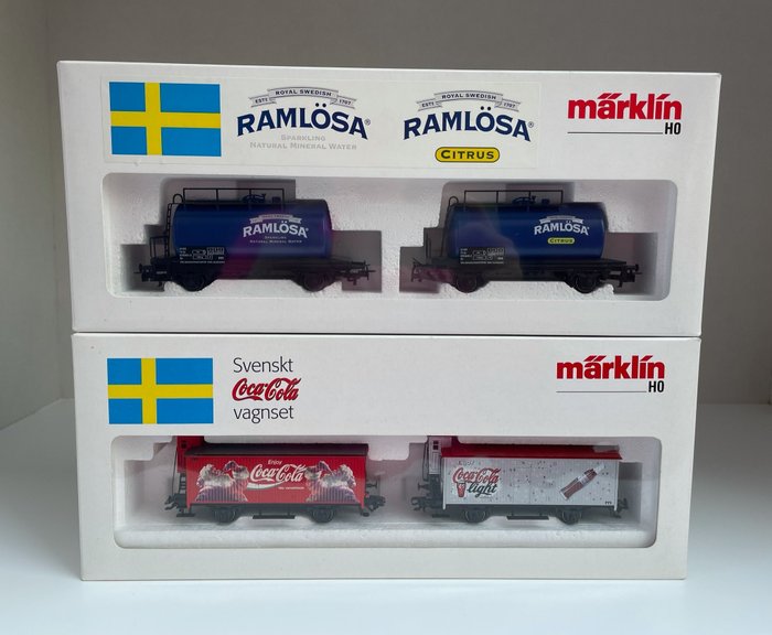 Märklin H0 - 44562.006/44562.008 - Coffret de wagon de marchandises - 2 séries d'éditions suédoises spéciales - SJ