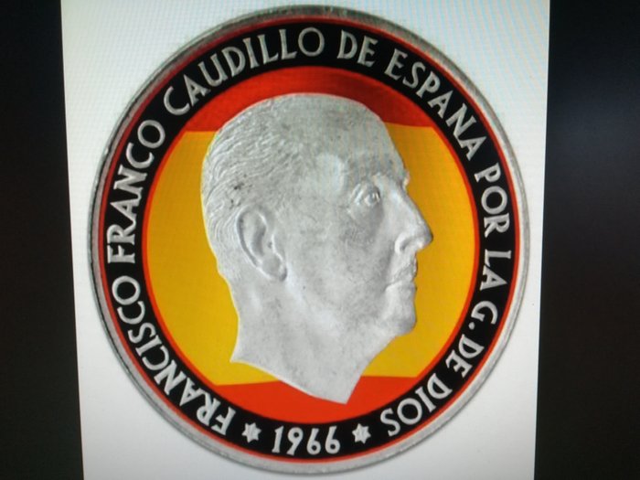 Spain. Francisco Franco. 100 Pesetas 1966 - Coloreada - Falange