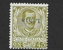 Libya 1917 - Floral 45 c. olive with inverted overprint, Raybaudi certificate - Sassone N.18a