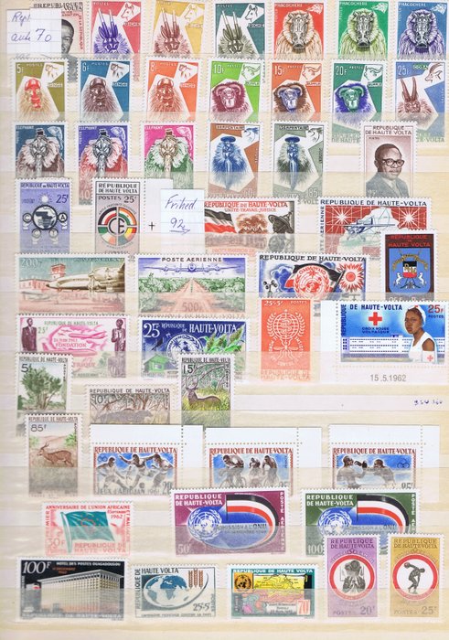 Upper Volta - Extensive collection beginn of Postal stamps: animal masks of the Bobo tribes and Gold Stamps