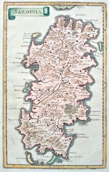 義大利, Sardegna; Matthaus Merian - Sardinia - 1621-1650
