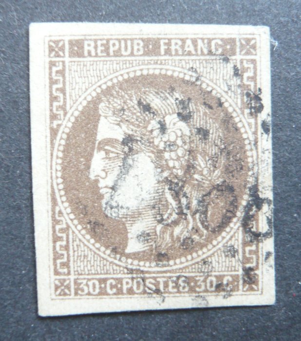 Frankrijk 1870 - 30 centimes brown, cancelled - beautiful margins - signed Calves - Yvert n°47