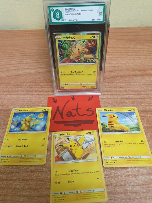 Poke - Pokémon - Graded Card ☆Graded Card Pikachu Promo 124/S-P Holo Graad 8(Nm/Mint)☆