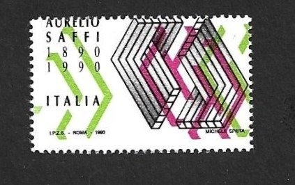 Italy 1983 - A. Saffi without the print of the light blue colour and strongly shifted red and green colours - Sassone N1563 Ac