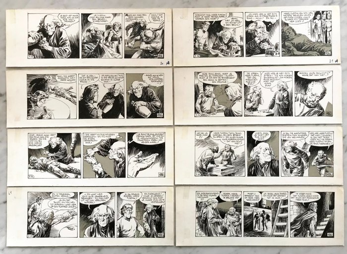 Stapel, Gerrit - 2 Originele pagina's - Huon de Neveling - V7 De Parel uit het Oosten + V9 De Steen van Glaiva - (1969)