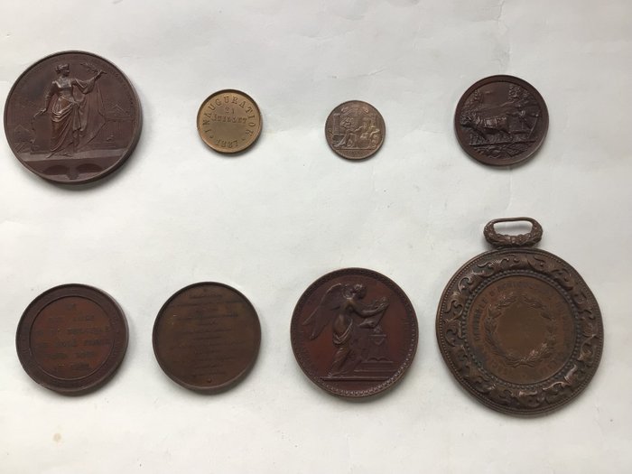 Belgium. Verzameling penningen 19e eeuw (8 stuks)