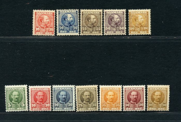 Denemarken 1904/1905 - Regular mail stamps - Unificato NN. 43/47, 55/61