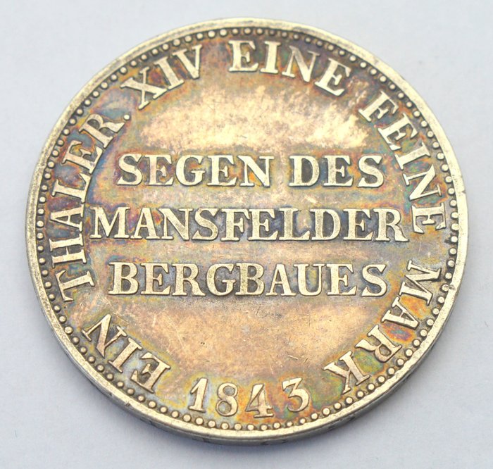 Germany, Prussia. Friedrich Wilhelm IV. (1840-1861). Ausbeutetaler 1843-A, Segen des Manfelder Bergbaus