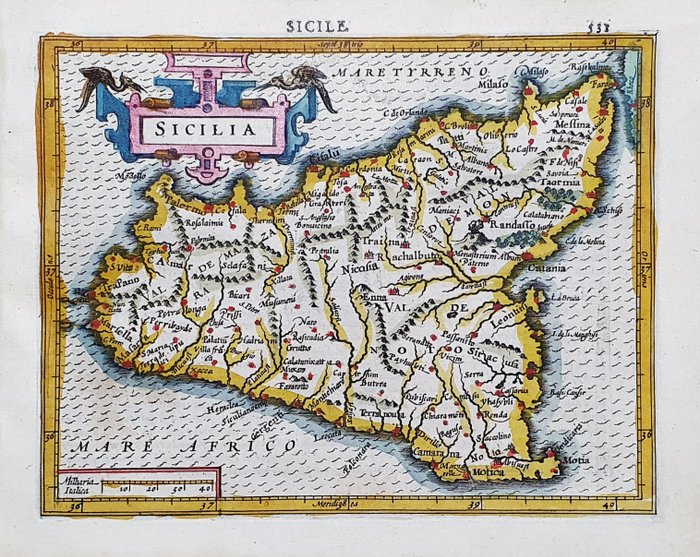 義大利, Sicilia, Palermo, Catania, Messina, Siracusa; G. Mercator & I. Hondius - Sicilia - 1601-1620