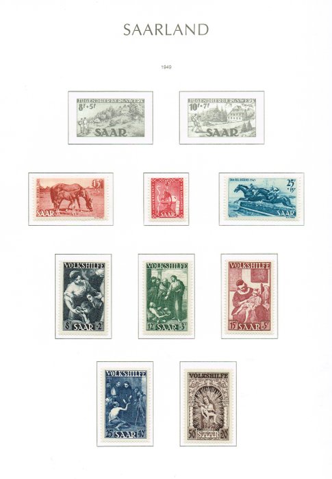 Saargebied 1949/1958 - MNH collection on Leuchtturm hingeless sheets