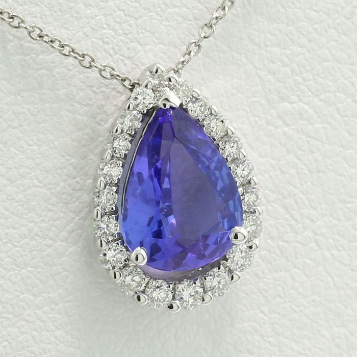 Image 2 of 18 kt. White gold - Necklace, Necklace with pendant - 1.50 ct Tanzanite - Diamonds
