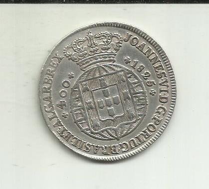 Portugal. D. João VI (1816-1826). Cruzado Novo (480 Reis) 1825 - Coroa Baixa - Rara