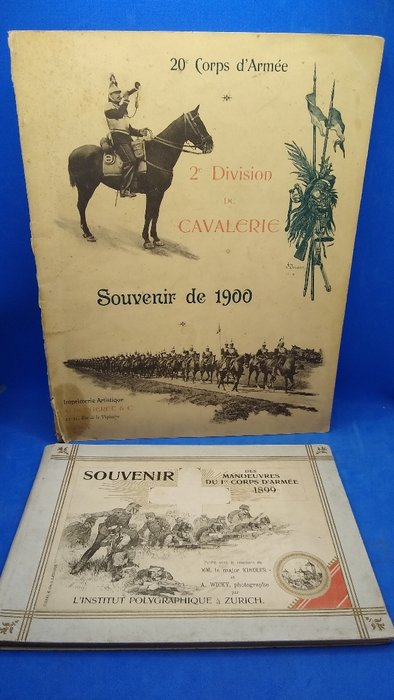 ohne - Bücherkonvolut Französische Armee Manöver-Bildbände 1899/1900- Cavallerie - 1899/1900