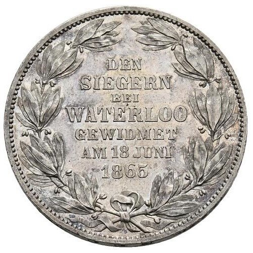 Germany, Braunschweig-Calenberg-Hannover. Georg V. (1851-1866). Vereinsthaler 1865-B "Waterloo" (rare in this condition).