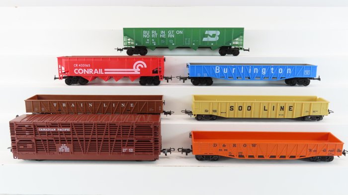 Mehano H0 - Freight carriage - 7-piece freight wagon set - Burlington, Conrail, SOO Line, Train Line, Canadian Pacific, D&R GW