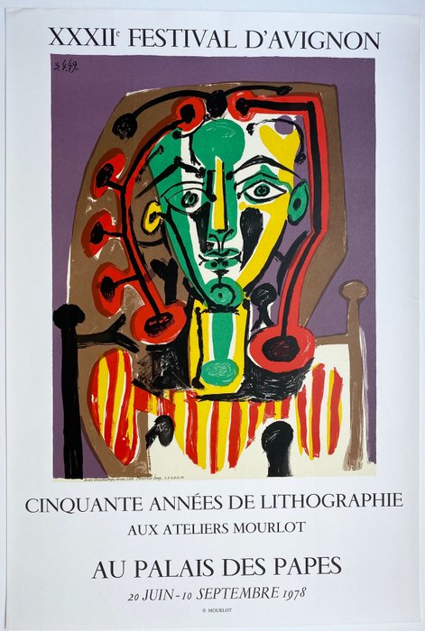 Pablo Picasso - "Femme au corsage rayé" Festival d'Avignon. Ateliers Mourlot