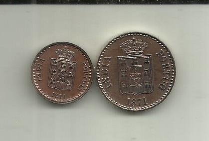 Portugal, Portugees-India. D. Luís I (1861-1889). 3 Réis & 10 Réis 1871