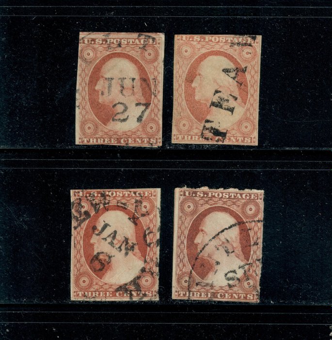 United States of America 1875 - Four stamps of Washington, Type 1 and II