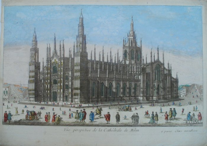 義大利, Lombardia, Milano; Mondhare - Vue perspective de la Cathédrale de Milan - 1761-1780