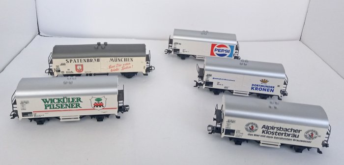 Märklin H0 - 4416/4417/4419/4422/4654 - Transport de fret - 5 wagons frêt - DB