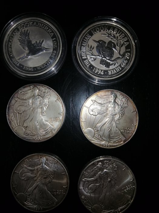 Monde. 1 Dollar 1994/2000, 6 x 1 Oz