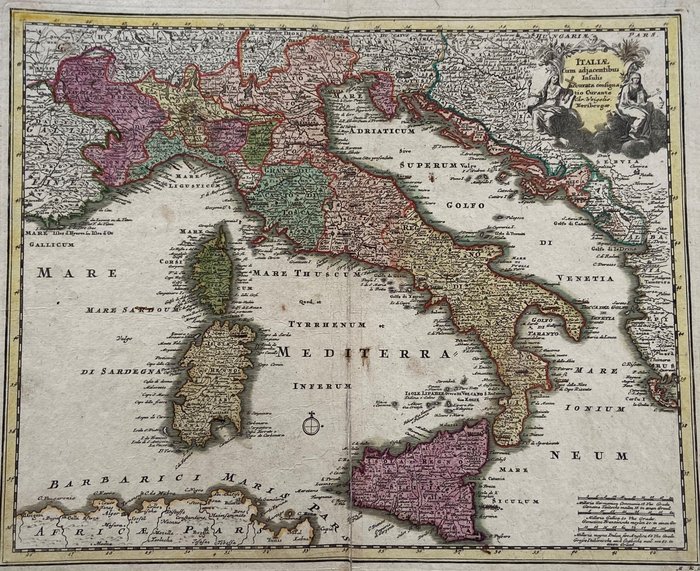 義大利; Christopher Weigel - Italiae Cum adiacentibus Insulis accurata consignatio - 1721-1750
