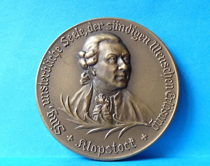 Germany, Weimar Republic. Bronze medal 1924, zur 200. Geburtstag von Friedrich Gottlieb Klopstock 1724-1924