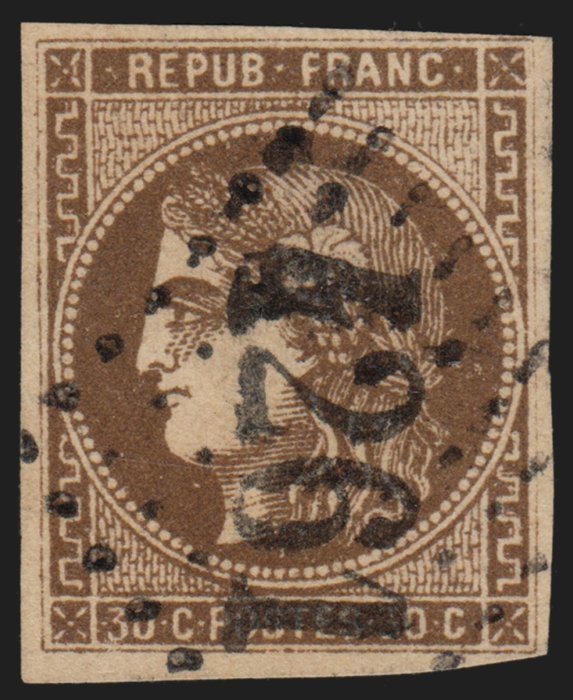 Frankrijk 1870 - Ceres Bordeaux 30 cents brown, cancelled GC 4261 Villeneuve-sur-Lot - Yvert n° 47