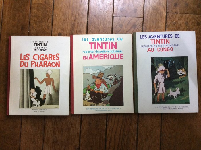 Tintin T2 + T3 + T4 - ensemble de 3 fac-simile - Tintin en Amérique + Les cigares du pharaon + Congo - 3x C - (1982/1984)