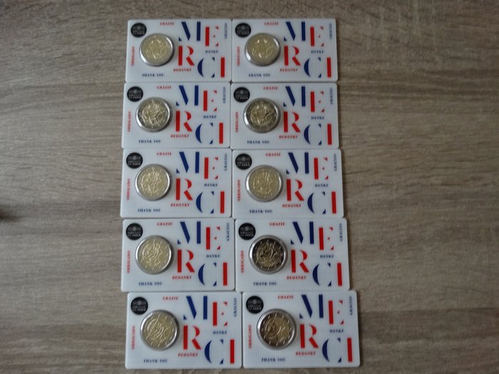 Frankreich. 2 Euro 2020 " medisch onderzoek MERCI " (10 coincards)