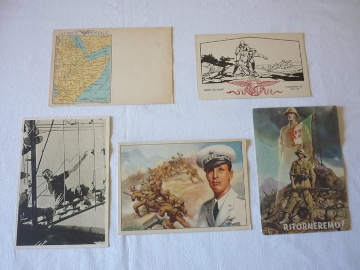 Italy - Lotto Fascism Italian East Africa - Lot of military postcards (Conquer Empire of 5) - 1935-1940