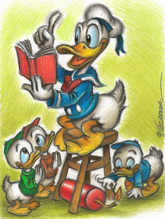 Donald Duck & His Nephews - Dewey's Prank! - Original Drawing - Joan Vizcarra