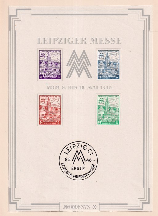 Allied Occupation - Germany (Soviet zone) 1946 - Block Leipziger Messe - Michel: 5 S X
