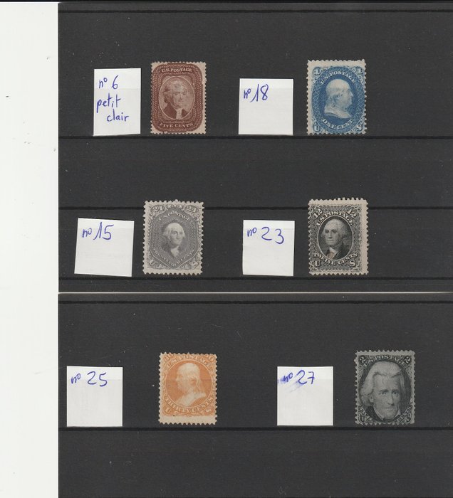 United States of America 1851/1866 - A lot of 6 classic stamps with the effigy of presidents