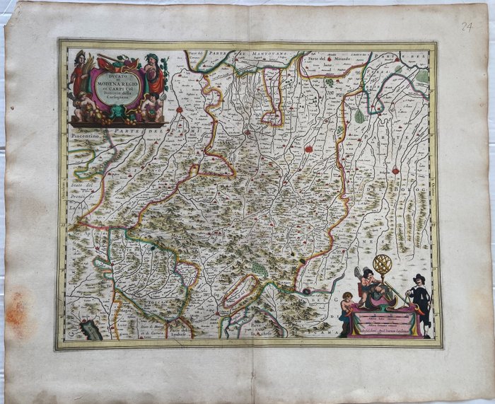 義大利, Emilia Romagna, Modena, Reggio Emilia; Joannes Janssonius - Ducato di Modena Regio et Carpi Col Dominio della Carfagnana - 1661-1680