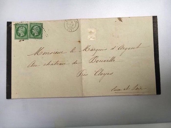 Frankrijk 1854/1860 - Oude Franc enveloppe met 2 zegels - Yvert 12