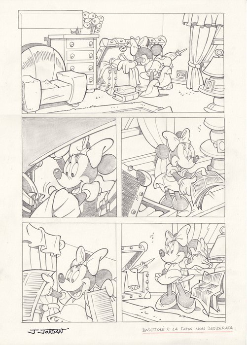 Topolino Magazine - Original page - Minnie Mouse - Basettoni e la fama non desiderata - Size: 29,7 x 42 cm. - (1994)