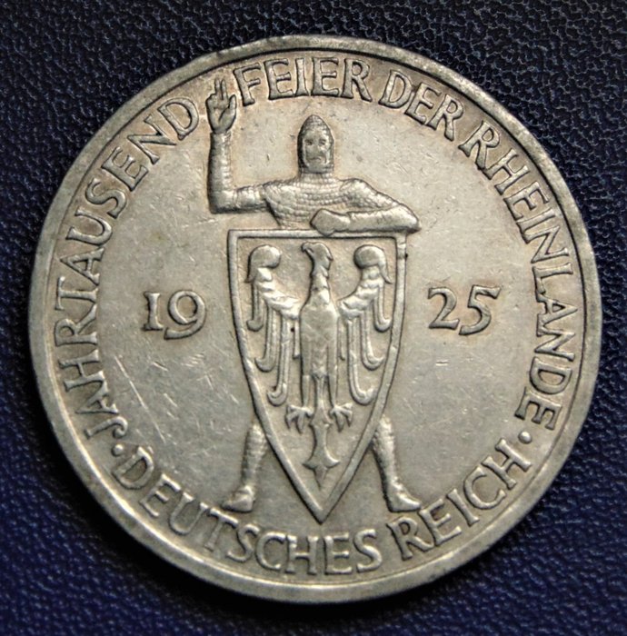 Germany, Weimar Republic. 3 Reichsmark 1925-E. "Zur Jahrtausendfeier der Rheinlande".