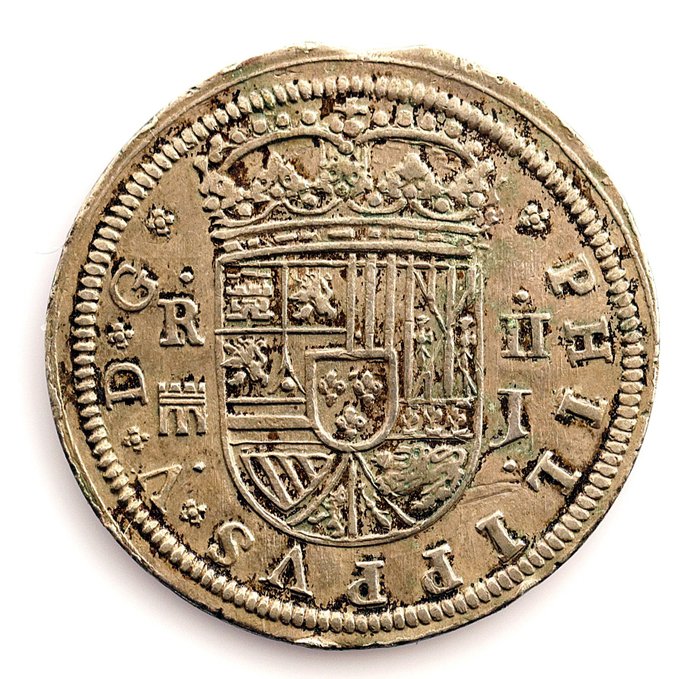 España-Segovia. Felipe V (1700-1746). 2 Reales 1717 J