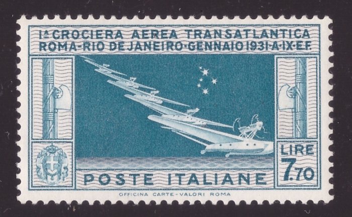 Italy Kingdom 1930 - 7.70 lire Transatlantic cruise Balbo